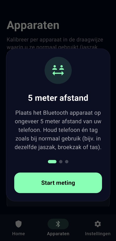 Kalibratiescherm op 5 meter afstand