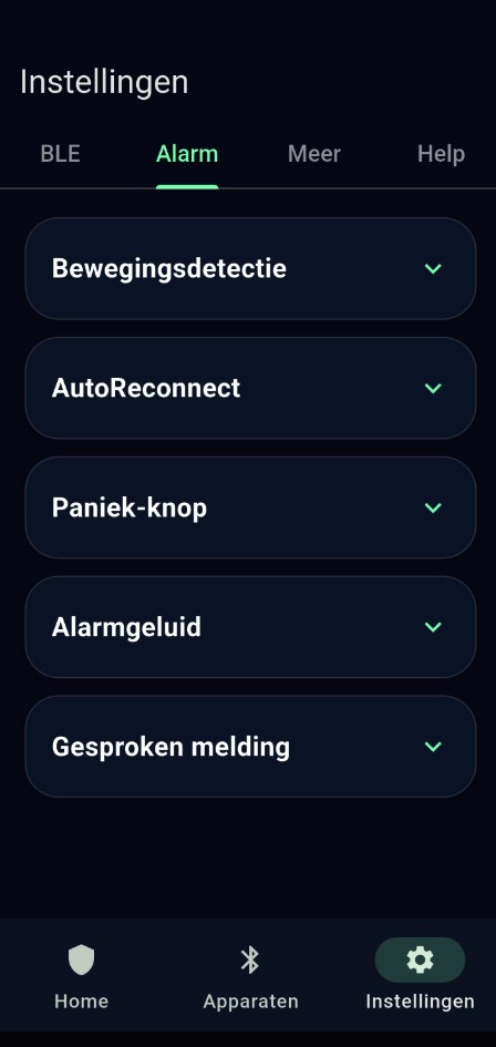 Alarminstellingen in de app