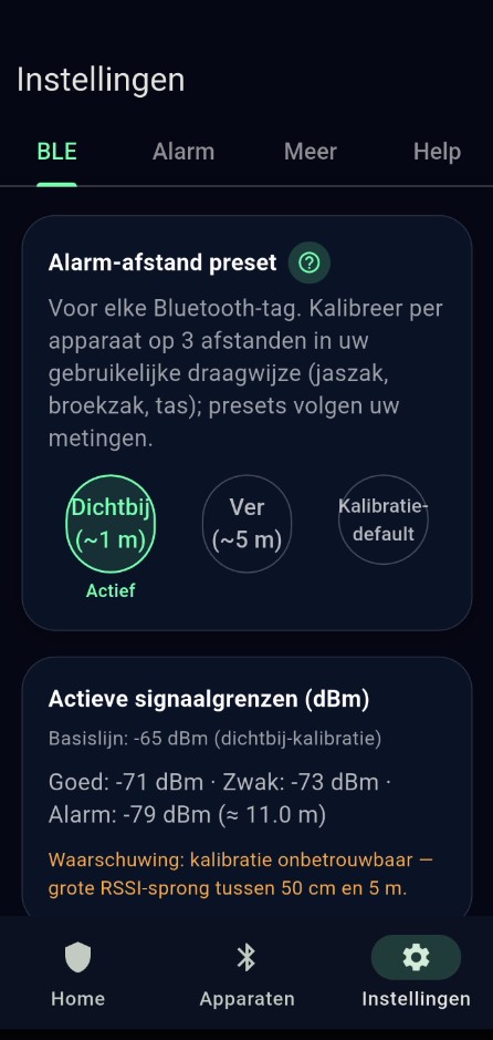 BLE-instellingen met presets en signaalverversing